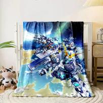 Giant robotic suits in battle formations amid space and planetary scenery. for all seasons blanket lunch break throw gift 80cm x 120cm