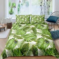 Palm Leaves Duvet Cover King Full Banana Leaves Bedding Set Hawaiian Tropical Leaves Green Branches 2/3Pcs Polyester Quilt Cover 135x200cm 2pcs
