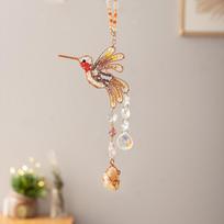 Colorful Bird Crystal Sun Catcher Home Garden Decoration Pendant Natural Crystal Crushed Stone Animal Bell Dreamcatcher Net