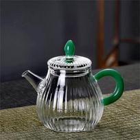 200ml Small Capacity Striped Glass Teapot Brewing Flower Green Tea Pot Household  One Person Tea Maker Kung Fu Tea Set Teaware žalia