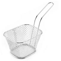 French Fry Serving Baskets, Stainless Steel Fry Basket, Mini Square Chicken Wings Holder, for Restaurant Cafe Table Food Serving