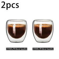 2/4pcs 250/350/450ml Heat Resistant Glass Cups Double Wall Glass Coffee Cup Breakfast Milk Water Cup Clear Juice beer Cups Sets Hot Set