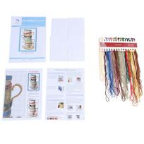 ABBY-2X DIY Handmade Needlework Cross Stitch Set Embroidery Kit 14CT Coffee Cups Pattern Cross-Stitching 28 X 42Cm