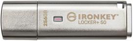 USB atmintinė Kingston IronKey Locker+ 50, sidabro sp., 256GB
