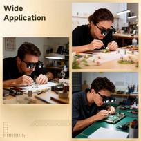 ABBY-Led Light Magnifying Glasses Interchangeable Lens(2X 6X 10X 24X) Adjustable Angle, Ideal For Jewelry Watch Repair juoda