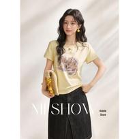 Mixiu Abstract Pony Print T-Shirt M geltona