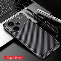 Luxury Business Case For Redmi Note 13 Pro Plus Cover Redmi Note 13 Pro+ 5G Coque Carbon Fiber Back Funda Redmi Note 13 Pro Plus RedmiNote13 ProPlus juoda