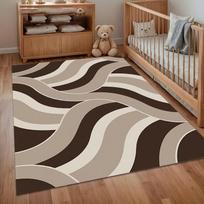 Brown Beige Wave Area Rug for Living Room Bedroom Modern Minimalist Contemporary Home Decor Soft Non Slip Washable Floor Mat 40x60cm
