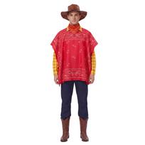 Kids Bandana Pattern Poncho Cape Costume for Role Play Dress Up Soft Lightweight Fabric Comfortable Fit Easy Wear for Children 110 raudona