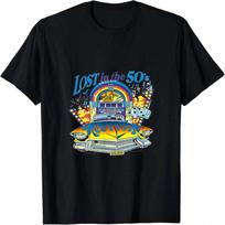 Unisex, Vintage,Retro Car Lost In The 50s Graphic Print T-Shirt S įvairiaspalvis