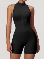High Intensity Sports Back Support Yoga Nude Feel One Piece Suit Hip Lifting Tight Zipper One Piece Fitness Wear Fashion Elegant Beach Vacation Wear S