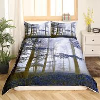 Tree Lush King Queen Bedding Set Dense Birch Trees Duvet Cover Jungle Nature Botanical Quilt Cover Polyester Comforter Cover 135x200cm