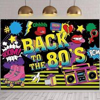 2D Back to the 80's Backdrop, Retro Party Photography Background 47.2x31.5inch/120*80cm