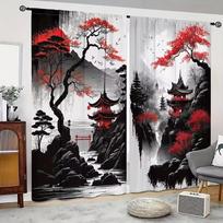 2Pcs Multicolor Cute Calico Cat Peeking Pattern Curta Rod Pocket Design For Bedroom And Living Room 24x59in(60x150CM)x2&Rod Pocket&2 panels