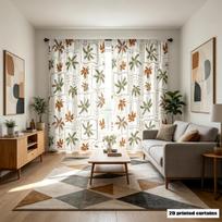 2Pcs Boho Palm Tree Print Curta,Door Curtain, Floral Curta, Window Curta, Print Curta, Curta For Bedroom 30x65in(75x166CM)x2&Rod Pocket&2 panels