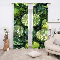 2Pcs Multicolor Green Lime Slice Bold Art Pattern Curta Rod Pocket Design For Bedroom And Living Room 24x59in(60x150CM)x2&Rod Pocket&2 panels