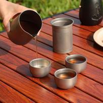 Titanium alloy portable travel tea set teapot double layer teacup tea set suitable for Backpacking Hiking Travel Picnic China Mainland