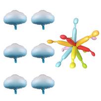 7Pcs Creative Foil Balloon Set, DIY Starburst & 6Pcs Blue Cloud Mylar Balloons, Aesthetic Cloudscape Backdrop Decor Fo Other