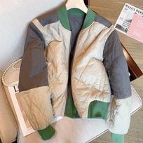 Hong Kong Style Patchwork Cozy Loose Fit Cotton Jacket for Women Warm Casual Outerwear Suitable for Autumn Winter Daily Wear S