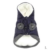 Striukė, megztiniai, žieminė pūkinė striukė, naminis paltas su gobtuvu, šilti drabužiai dideliems ir vidutiniams šunims (L (Krūtinė: 44 cm, kaklas: 29 cm), Mėlyna) L mėlyna