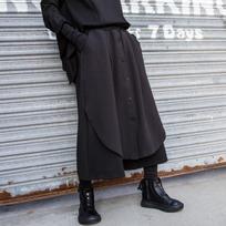 European Street Style 2025: Women's Splicing Fake Two-Piece Wide-Leg Casual Pants - Autumn/Winter Collection. 2XL (77-86 kg) juoda