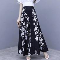 Women Printed Wide Leg Pants Women High Waist Draped Long Skirt Pants Large Size Pants 4XL