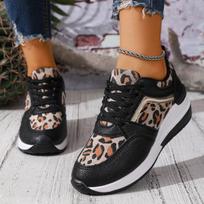 Womens Leisure Sports Shoes Leopard Print 2026 Autumn Comfortable Anti Slip Outdoor Shoes Wear-resistant Soft Soled Casual Shoes 36 juoda