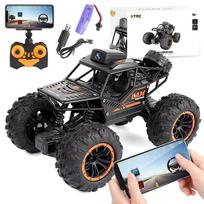 2024 2.4G 1/18 Automatinis Fotografavimo Kamera Sekimas Manimi Lydinio Rock Crawler Sunkvežimis Nuotolinio Valdymo Mini RC Automobilis su WIFI 720P HD Kamera Automobilis Suaugusiems Vaikams Dovana Žaislai juoda