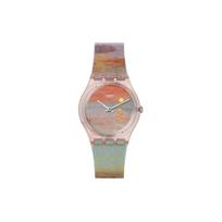 Swatch Kvarcinis Mechanizmas 30M Atsparus Vandeniui Laikrodis 34Mm Raudonas Ciferblatas Biologiškai Pagrįstos Medžiagos Korpusas Silikoninis Dirželis Unisex Laikrodžiai SO28Z700 Red Watch Dial