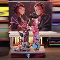 Demon Slayer 27cm GK Popart Akaza Koyuki Figure Cherry Blossom Scene Statue Desktop Ornament Presents Anime Collectible Model Toys