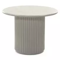 Kavos staliukas „Livorno“, 60 cm, apvalus, pilkos spalvos, su lamelių ir marmuro imitacijos apdaila