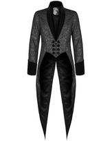 2024 Men's Gothic Steampunk Brocade Tailcoat Wedding Jacket XL juoda