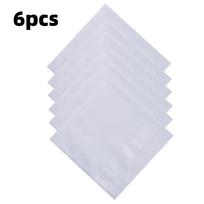 40CM Grynos medvilnės baltas nosinaitė: 6 vnt. Vyriškų vienspalvių skarelių pasidaryk pats rinkinys 40 x 40 cm white