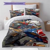 Gundam Cool Mecha Style Bedding Set Anime Duvet Cover Polyester Soft Comforter Bedroom Set -QJY 135x200cm