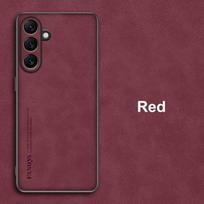 For Samsung Galaxy A55 5G Case Luxury PU Leather Phone Case For Samsung A35 A55 Back Cover Silicone Shockproof Full Protection For Samsung A55 5G raudona