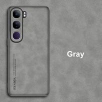 For Vivo V40 Lite 4G Case Luxury PU Leather Phone Case For Vivo V40 Lite 5G Back Cover Matte Silicone Shockproof Full Protection For Vivo V40 Lite 4G pilka spalva