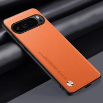 For Google Pixel 9 Pro XL Case Luxury PU Leather Phone Case For Google Pixel 9A 9 A Pixel9 Pro 5G Back Cover Silicone Protection For Pixel 9 oranžinė