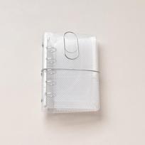 Ins PVC Transparent Twill M5 tri-fold Binder Notebook Ins Portable Student Diary Notebook Cover Storage Bag Card Holder gryna