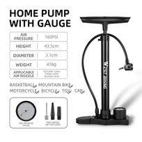 WEST BIKING High Pressure Bicycle Air Pump With Pressure Gauge 160 PSI Stainless Steel Floor Pump MTB Road Bike Tire Inflator juoda