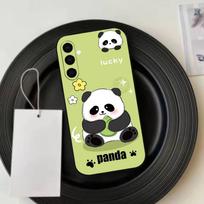 Cute Lucky Panda  Phone Case Black Silicone Soft For Samsung Galaxy A73,A72,A71,A70,A53,A52,A51 Samsung a73 5g