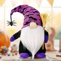 Žavingas pliušinis Helovino gonkas, nykštukas, ragana, voras, Rudolph lėlė vakarėlio dekoravimui violetinė