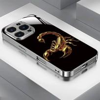 Golden scorpion pattern tempered glass phone case suitable for iPhone 17 16 15 14 13 12 11 Pro/Max/Plus shockproof back cover iPhone 11PROMAX juoda