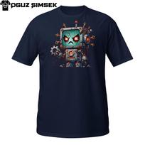 Angry Robot Cyborg T-Shirt Mens Womens Tees Top – Futuristic AI Killer Machine Retro Cartoon Tee S