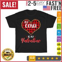 Cardigan Welsh Corgi Is Valentine Dog Leopard Buffalo Plaid T Shirt Mens Womens Tees Top Men Women S
