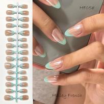 30Pcs Nude Pink Press On Nails Medium Length White Edge Fake Nails Full Cover Glossy Finish French Tip Nails Detachable Nails