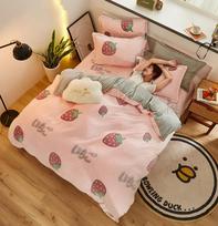 New Winter Flannel Coral Fleece Warm Thick Duvet Cover Single Double Queen King Size Quilt Cover Velvet Bedding Set 1PC 140x200cm žemuogės