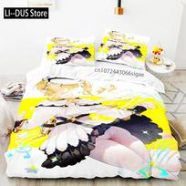 Anime Game Genshin Impact Ganyu Bedding Set Duvet Cover Bed Set Quilt Cover Pillowcase Comforter King Queen Size Boys Adult EU single(135x200cm)