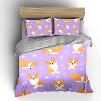 Corgi Print Three-Piece Set For Home Multiple Sizes Kid'S And Adults' Bedroom Exquisite 3Pc Bedding Set, Gift EU Twin 135X200cm&set