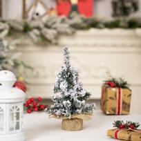 New 20/30cm Flocked Christmas Small Tree Plastic Party Artificial Xmas Pine Tree Lifelike Children Gifts Mini Tree 0.6M