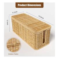 Premium-2X Cable Management Box,Handwoven Imitation Rattan Cord Hider Organizer Box With Lid,2 Open Slots Cable Organizer Box ruda